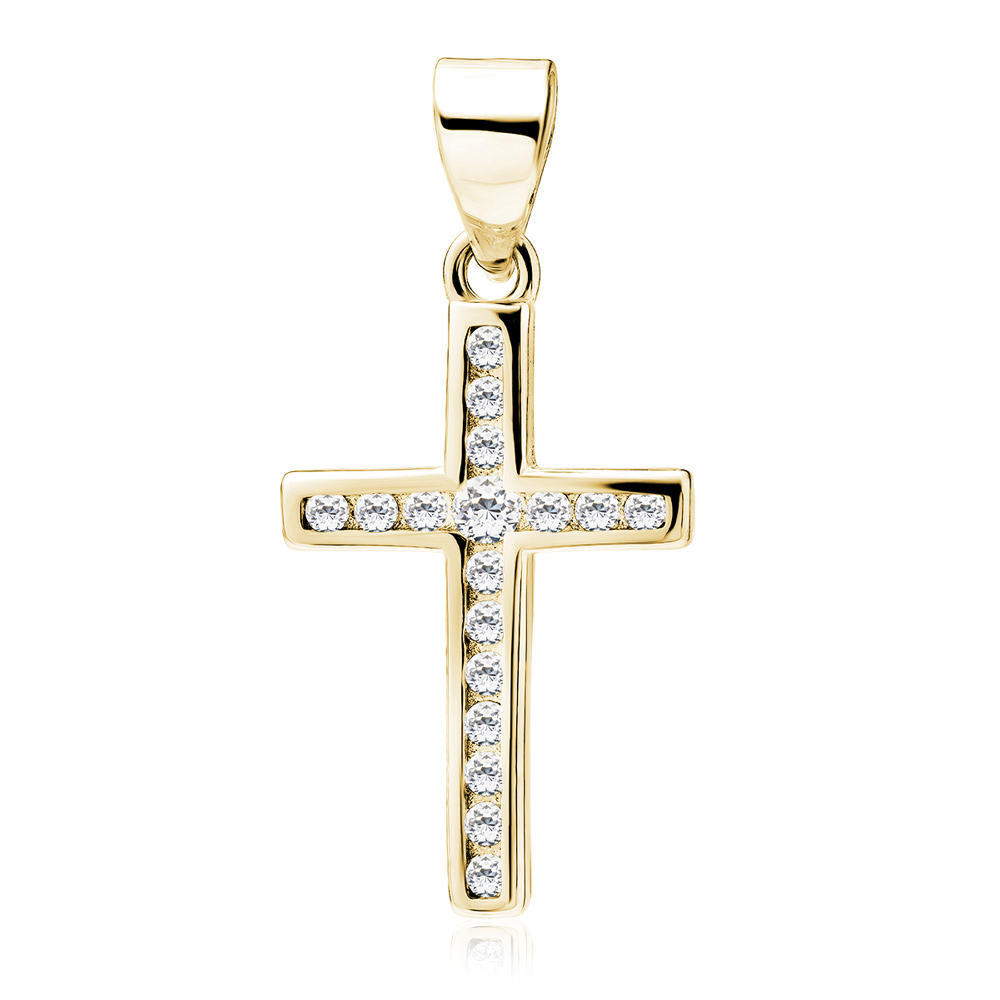 Cruciulita argint placata cu aur galben cu pietre DiAmanti Z2222CG_W-DIA Cruciulita argint placata cu aur galben cu pietre DiAmanti Z2222CG_W-DIA